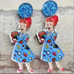 📚✨ Ms. Frizzle Statement Earrings – Magic School Bus Inspired ✨📚